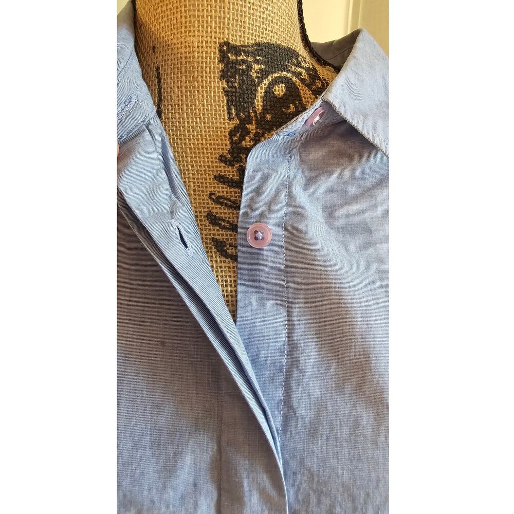 Boden Button Up Shirt Blue White Boyfriend 100% Cotton Women's Sz 18R - Picture 6 of 7